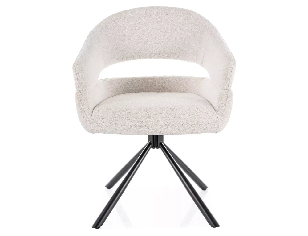 Scaun tapitat cu Stofa Raven Bej cu picioare din Metal Negru H87xL58xA60cm Borgo