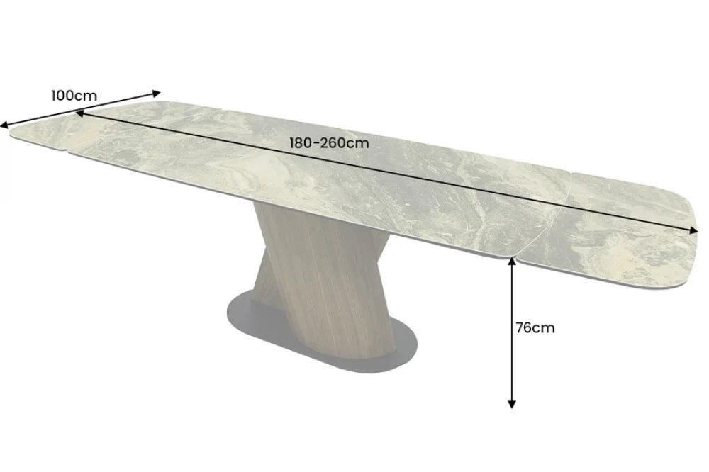 Masa extensibila din Ceramica Multicolor si Lemn de nuc/Metal Maro/Negru L180-260xH76cm Elements