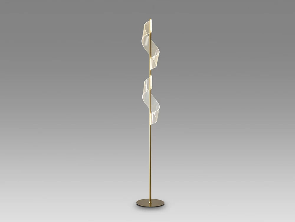 Lampa de podea din Metal Auriu mat si Metacrilat Transparent H160xD25cm Velas