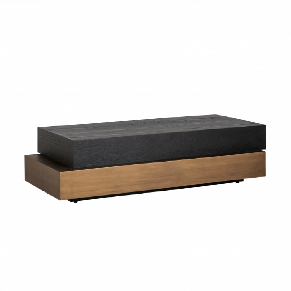 Masuta de cafea Dreptunghiulara din Lemn de stejar Negru/Maro L140xH35cm Cambon Richmond Interiors