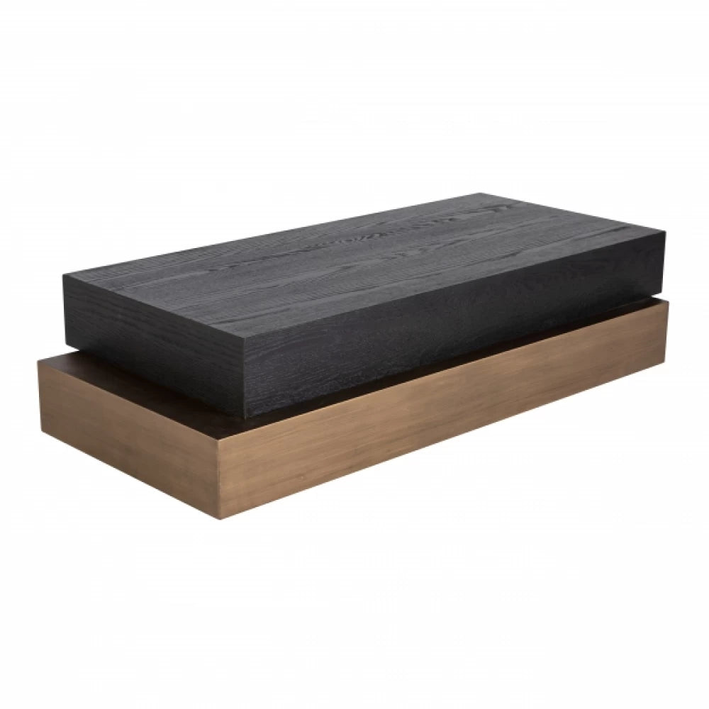 Masuta de cafea Dreptunghiulara din Lemn de stejar Negru/Maro L140xH35cm Cambon Richmond Interiors