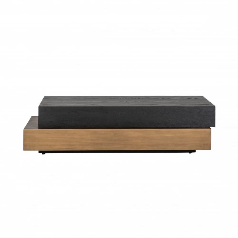 Masuta de cafea Dreptunghiulara din Lemn de stejar Negru/Maro L140xH35cm Cambon Richmond Interiors