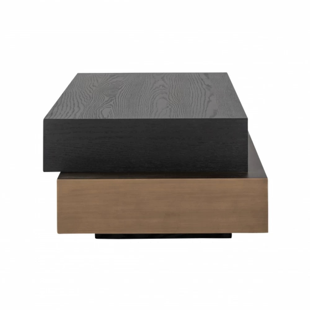 Masuta de cafea Dreptunghiulara din Lemn de stejar Negru/Maro L140xH35cm Cambon Richmond Interiors