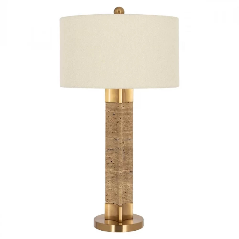 Veioza din Metal/Marmura Auriu/Maro si Textil Alb H79xD42.5cm Aaliyah Richmond Interiors