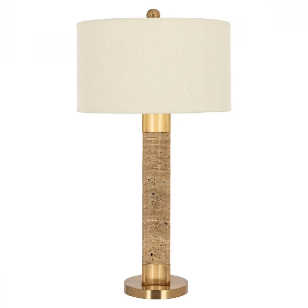 Veioza din Metal/Marmura Auriu/Maro si Textil Alb H79xD42.5cm Aaliyah Richmond Interiors
