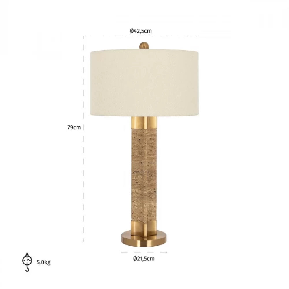 Veioza din Metal/Marmura Auriu/Maro si Textil Alb H79xD42.5cm Aaliyah Richmond Interiors