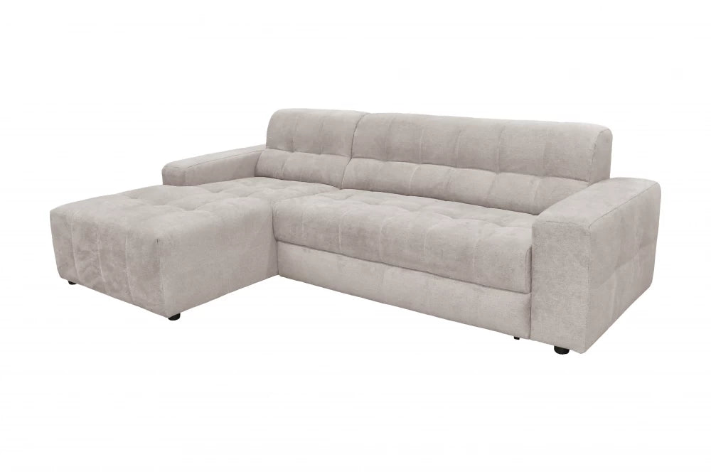 Coltar extensibil 3 locuri tapitat cu Chenille Bej L264x162cm Sereno