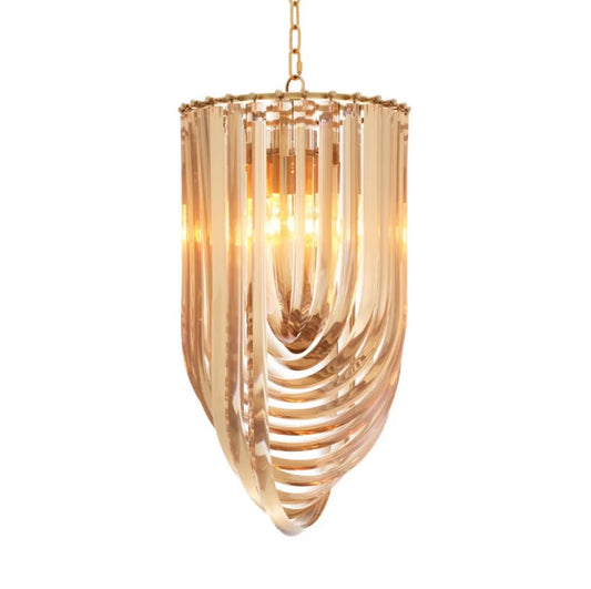 Candelabru din Otel inoxdabil Alama atichizata si Acrilic Auriu sampanie H65xD35cm Murano Eichholtz