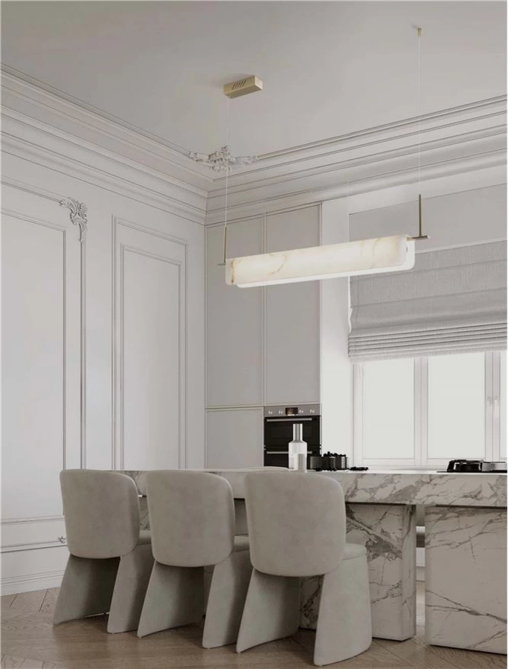 Lustra din Metal Alama si imatie de marmura alba H130xL100cm 35W 2219lm 3000K IP20 AIDER