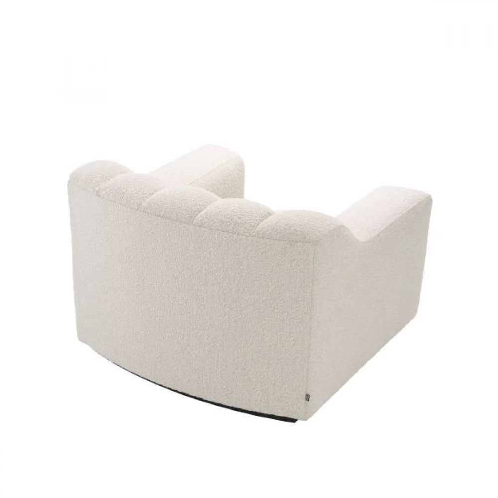Fotoliu Kelly Eichholtz tapitat cu Stofa Boucle Crem cu baza din Lemn Negru H78.5xL107xA96cm