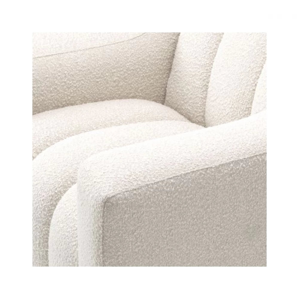 Fotoliu Kelly Eichholtz tapitat cu Stofa Boucle Crem cu baza din Lemn Negru H78.5xL107xA96cm
