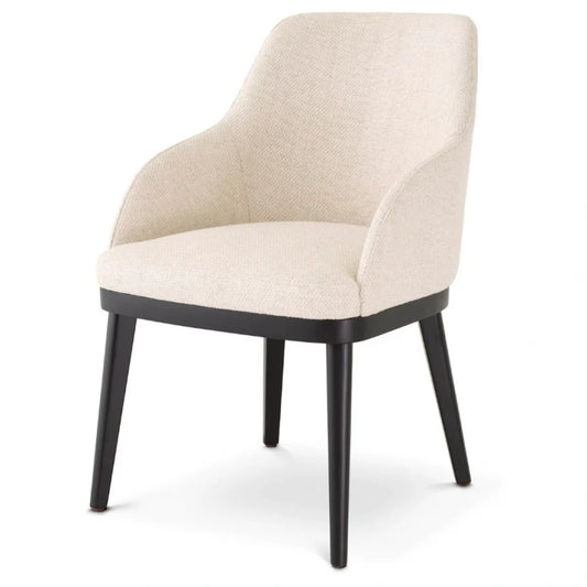 Scaun cu brate tapitat cu Stofa Pausa Crem cu picioare Negre H79xL56xA62cm Costa Eichholtz