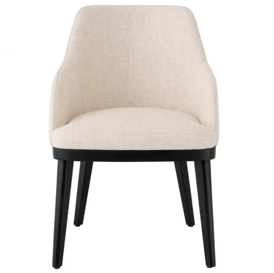 Scaun cu brate tapitat cu Stofa Pausa Crem cu picioare Negre H79xL56xA62cm Costa Eichholtz