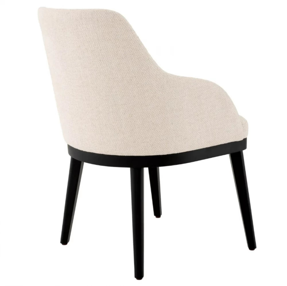 Scaun cu brate tapitat cu Stofa Pausa Crem cu picioare Negre H79xL56xA62cm Costa Eichholtz