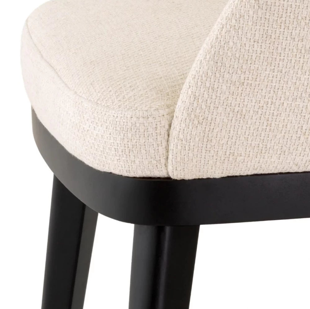 Scaun cu brate tapitat cu Stofa Pausa Crem cu picioare Negre H79xL56xA62cm Costa Eichholtz