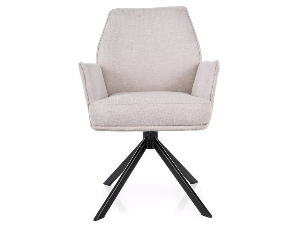 Scaun tapitat cu Stofa Brego 22 Bej deschis cu picioare din Metal Negru H90xL58xA46cm Hugo