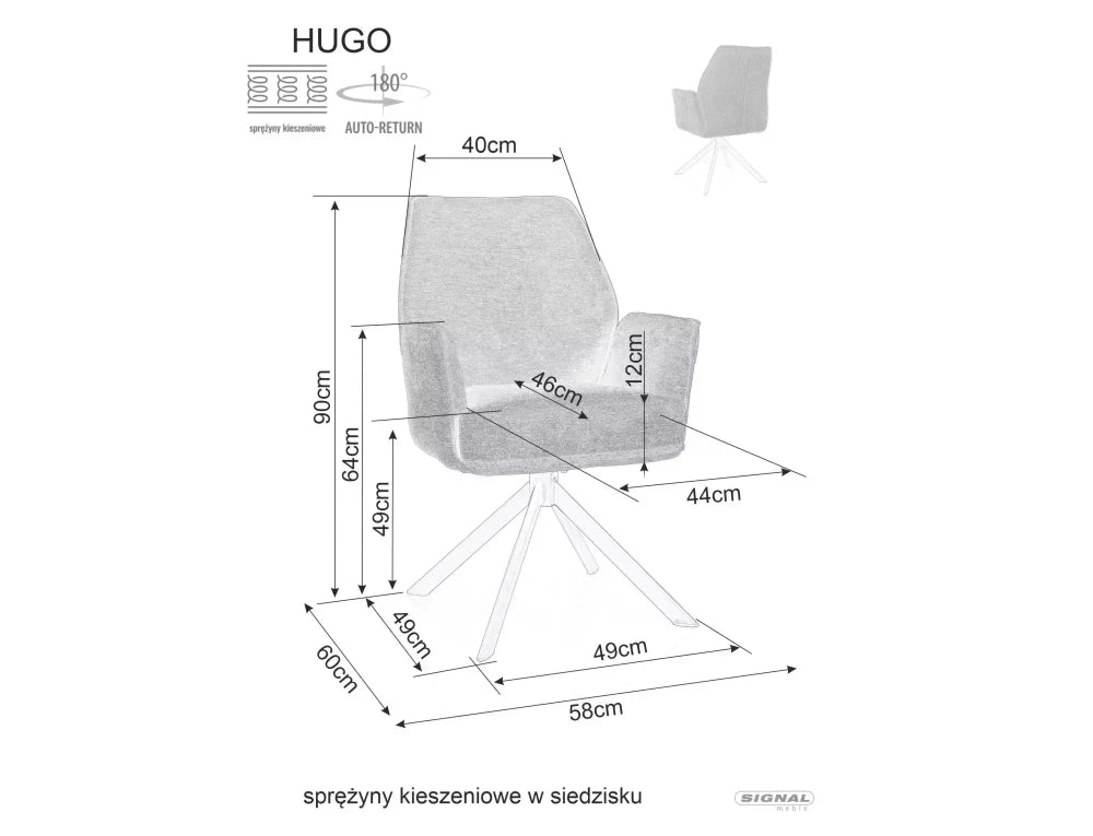 Scaun tapitat cu Stofa Brego 22 Bej deschis cu picioare din Metal Negru H90xL58xA46cm Hugo