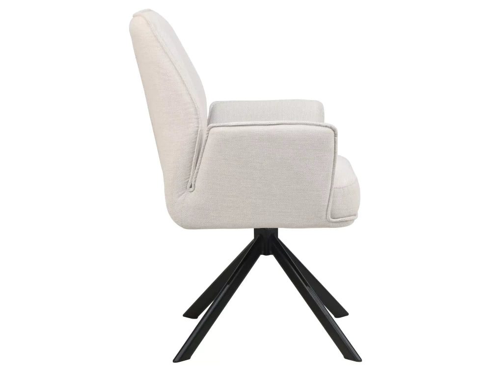Scaun tapitat cu Stofa Brego 22 Bej deschis cu picioare din Metal Negru H90xL58xA46cm Hugo