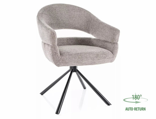 Scaun tapitat cu Stofa Raven Gri cu picioare din Metal Negru H87xL58xA60cm Borgo