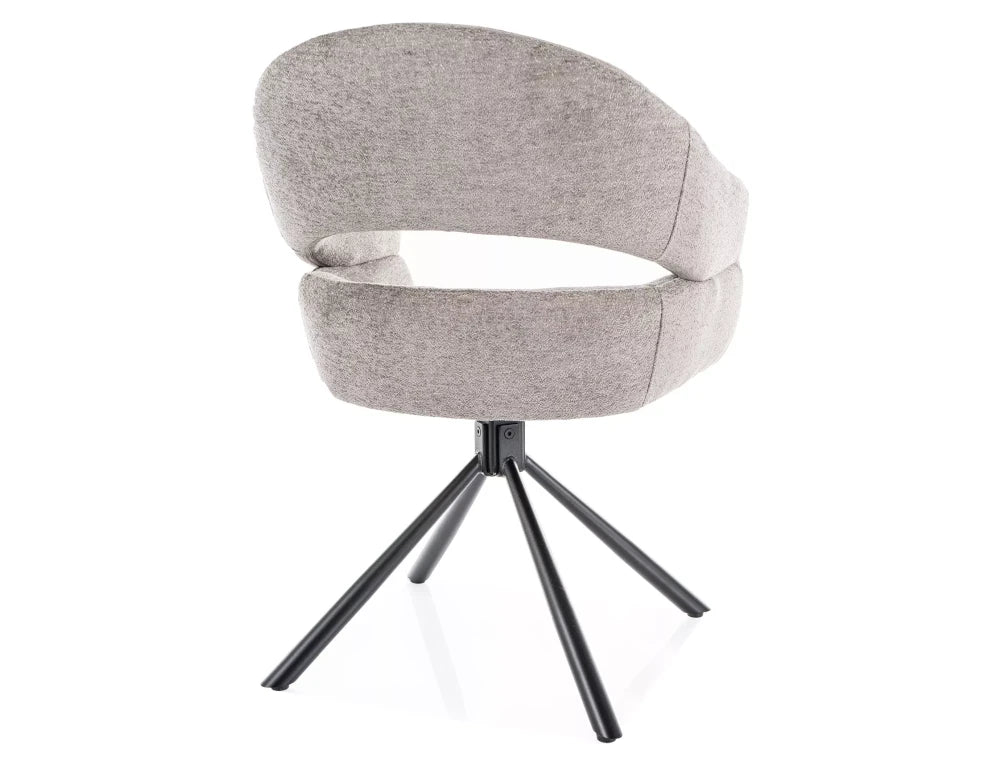 Scaun tapitat cu Stofa Raven Gri cu picioare din Metal Negru H87xL58xA60cm Borgo