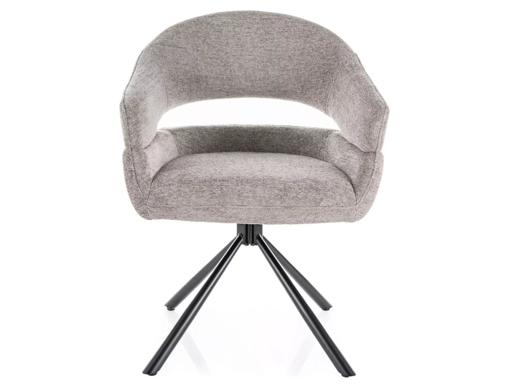Scaun tapitat cu Stofa Raven Gri cu picioare din Metal Negru H87xL58xA60cm Borgo