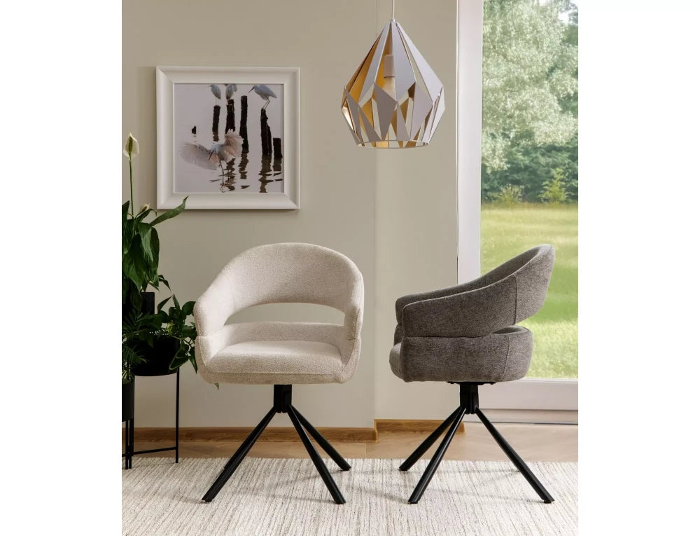 Scaun tapitat cu Stofa Raven Gri cu picioare din Metal Negru H87xL58xA60cm Borgo