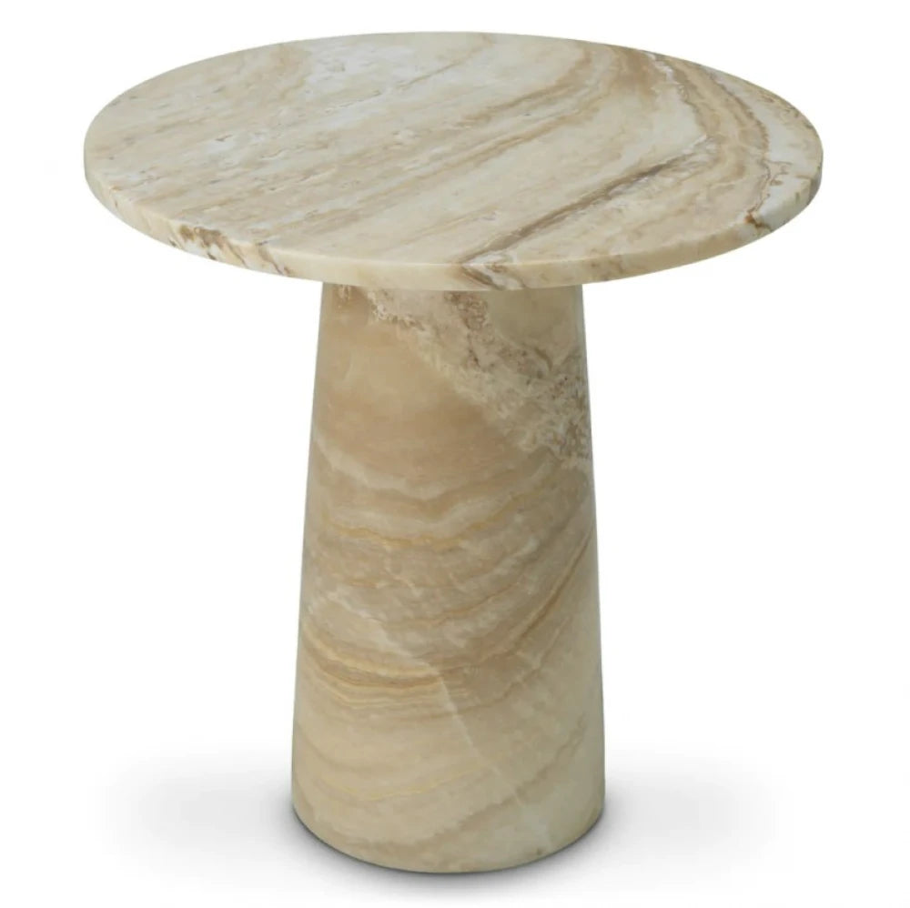 Masuta laterala Rotunda din Onix Bej D55xH57cm Terry Eichholtz