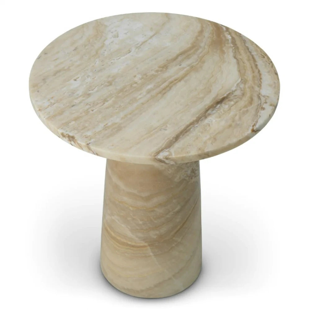 Masuta laterala Rotunda din Onix Bej D55xH57cm Terry Eichholtz
