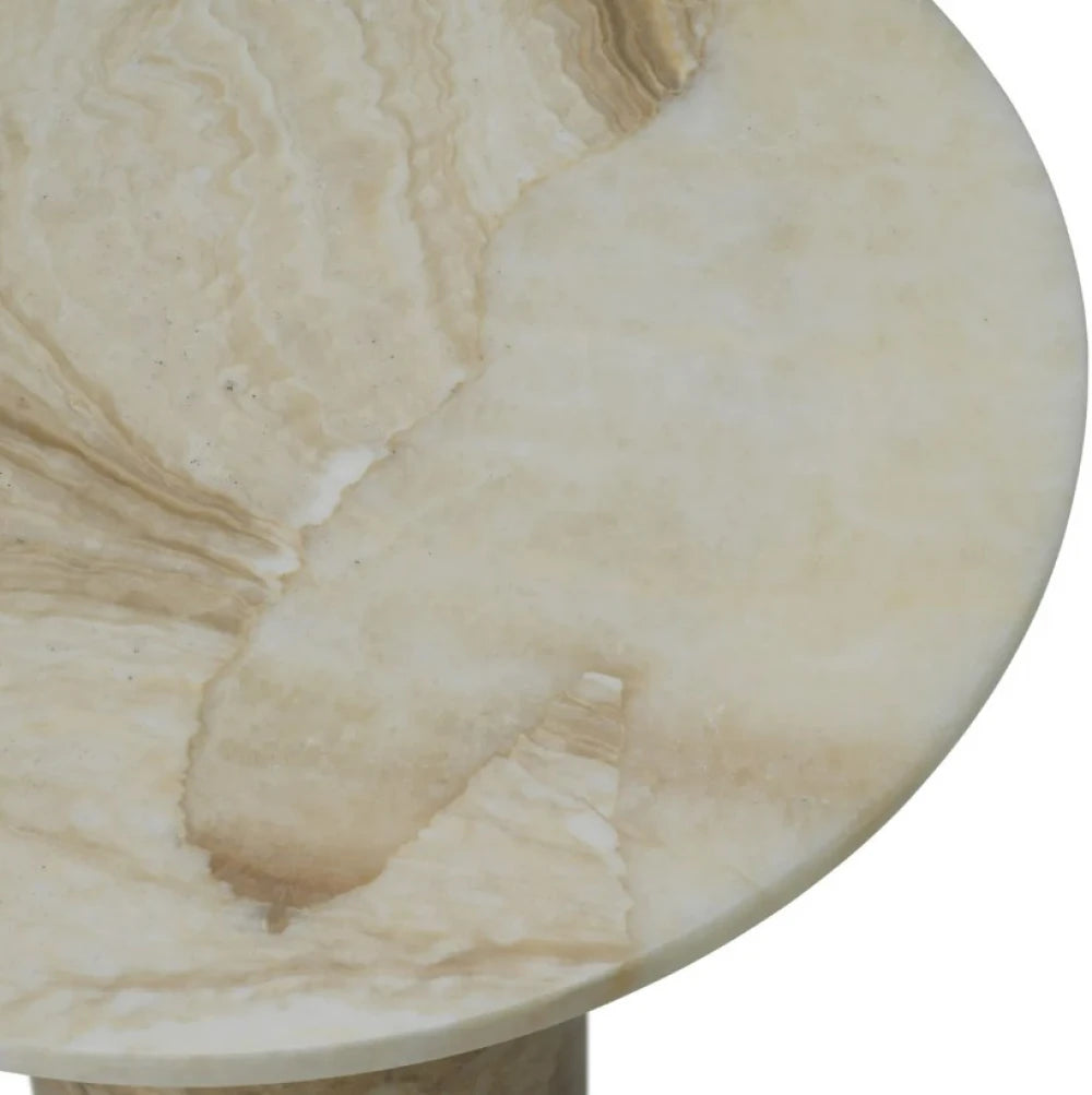 Masuta laterala Rotunda din Onix Bej D55xH57cm Terry Eichholtz