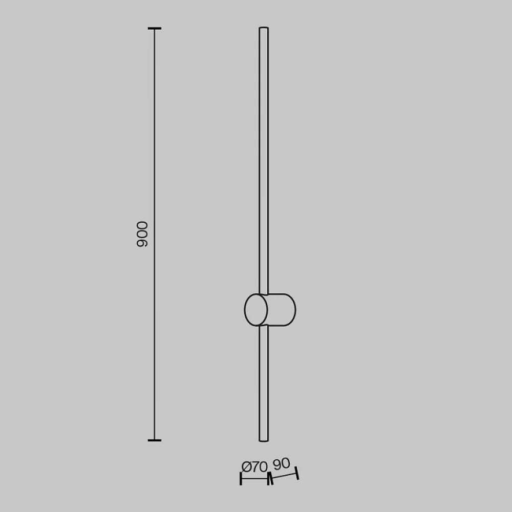 Aplica de perete din Metal Negru H90xL7cm IP20 10W 3000K Stick