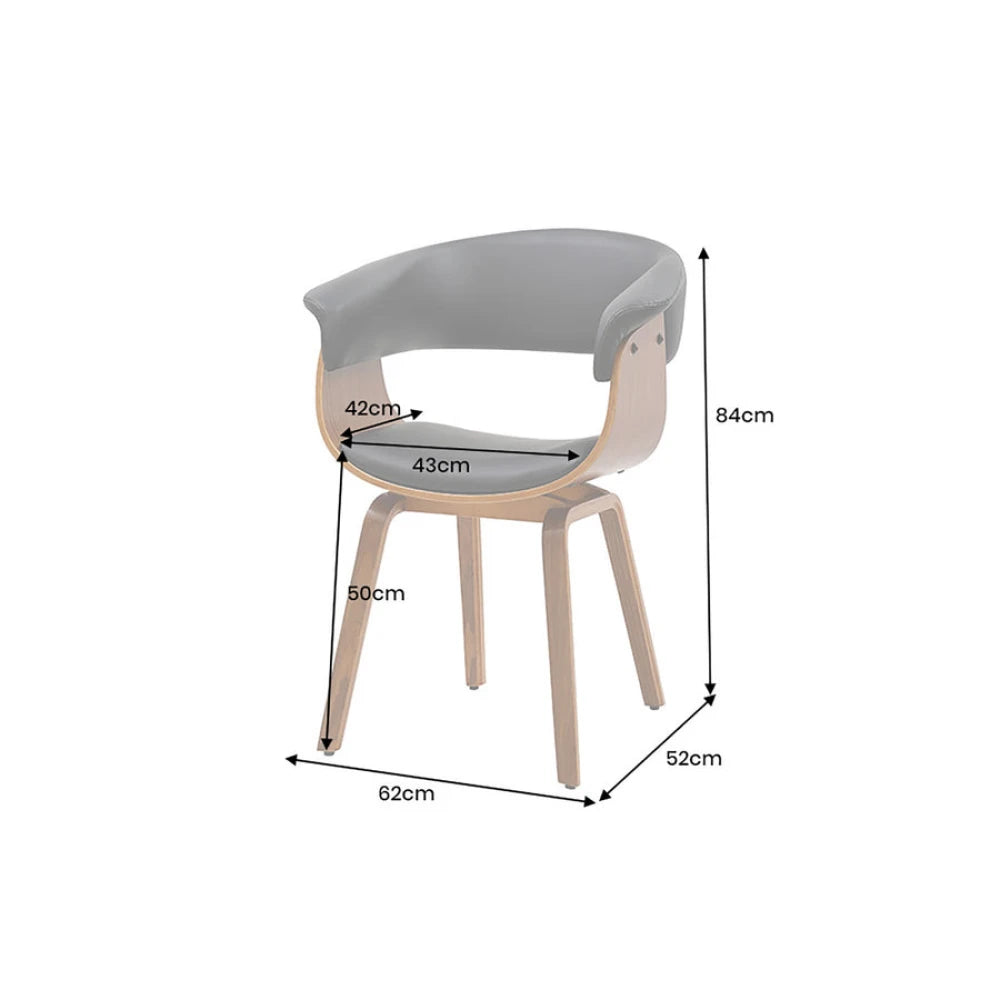 Scaun din Piele artificiala Negru si Metal/Furnir de nuc Negru/Maro Hx84Lx62xA52cm Organic