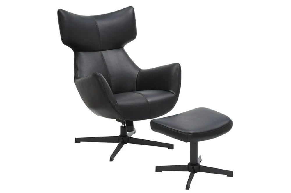 Fotoliu din Piele artificiala Negru si Metal Negru Hx103Lx75xA78cm Vogue