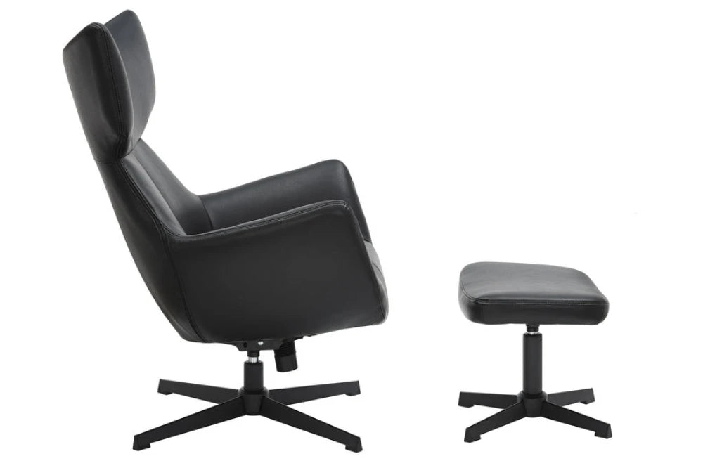 Fotoliu din Piele artificiala Negru si Metal Negru Hx103Lx75xA78cm Vogue