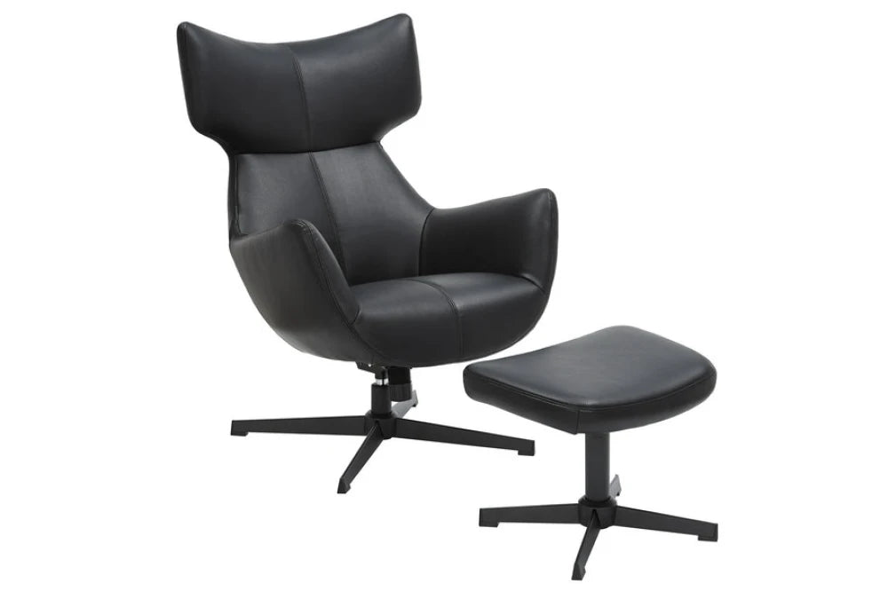 Taburet din Piele artificiala Maro si Metal Negru Hx36Lx45xA35cm Vogue
