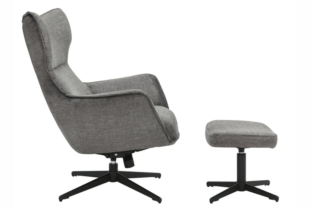 Fotoliu din Catifea Gri si Metal Negru Hx100Lx73xA100cm Vogue