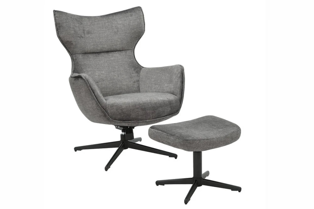 Taburet din Catifea Gri si Metal Negru Hx38Lx45xA36cm Vogue