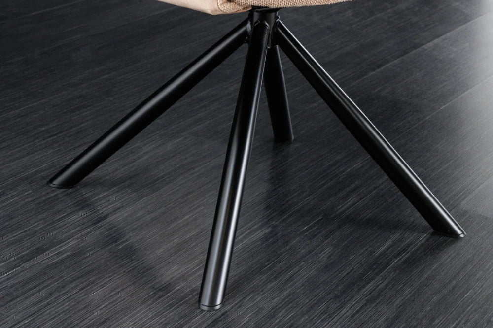 Set 2 scaune rotative din Catifea/Stofa Bej si Metal Negru Hx90Lx58xA68cm Big George