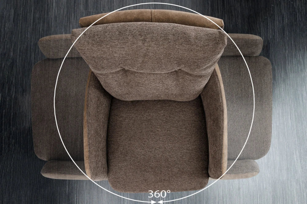 Set 2 scaune rotative din Microfibra/Stofa Maro taupe si Metal Negru Hx90Lx58xA68cm Big George