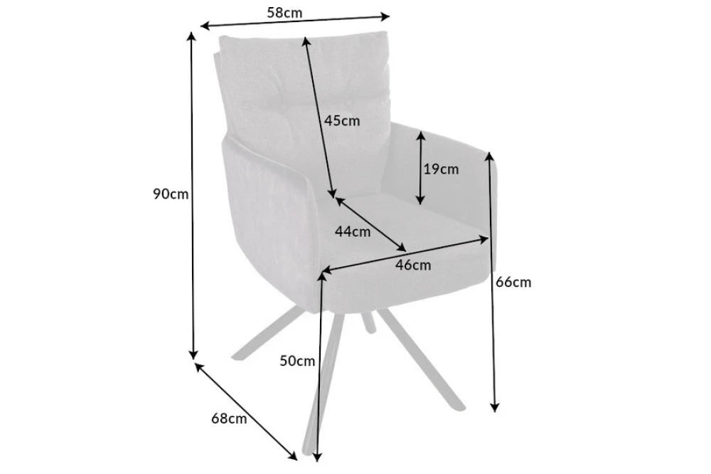 Set 2 scaune rotative din Microfibra/Stofa Maro taupe si Metal Negru Hx90Lx58xA68cm Big George