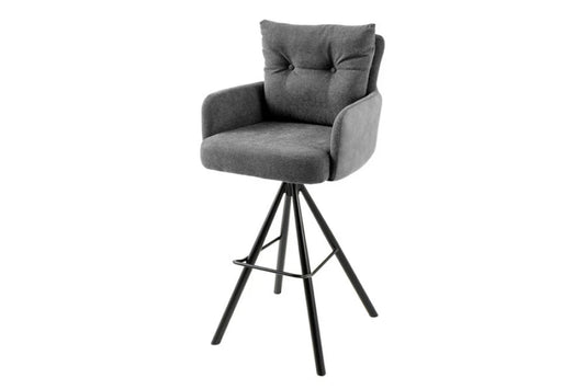 Scaun de bar rotativ din Catifea/Stofa Bej si Metal Negru Hx110Lx54xA54cm Big George