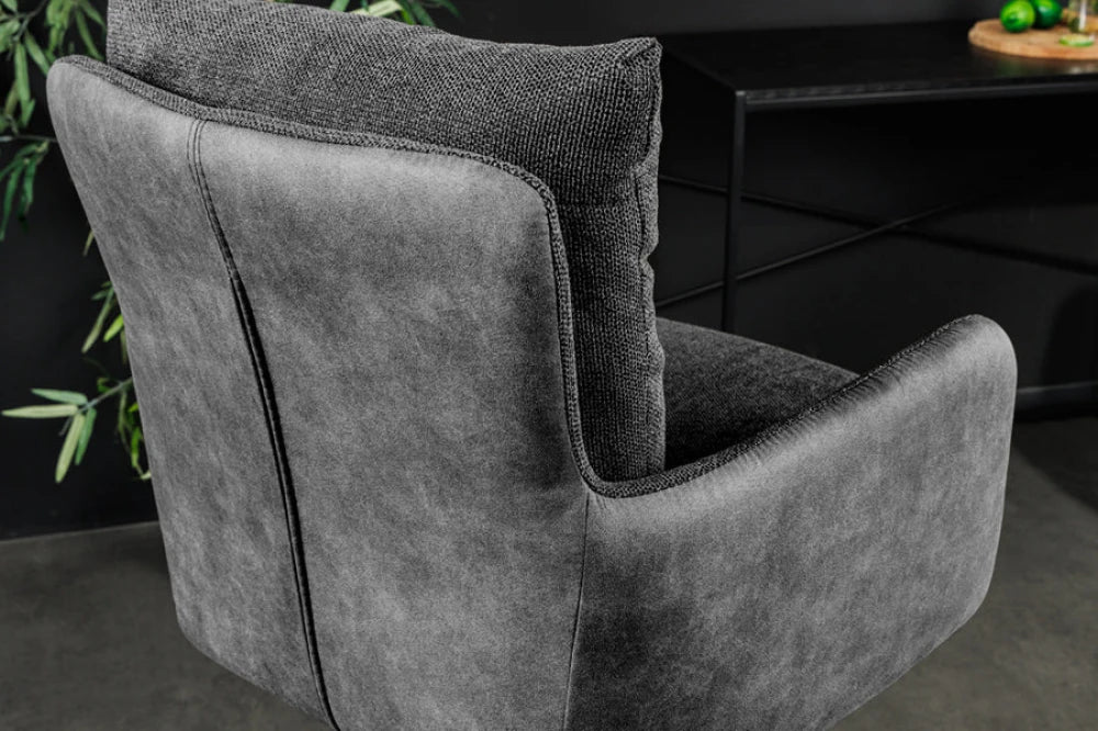 Scaun de bar rotativ din Catifea/Stofa Bej si Metal Negru Hx110Lx54xA54cm Big George