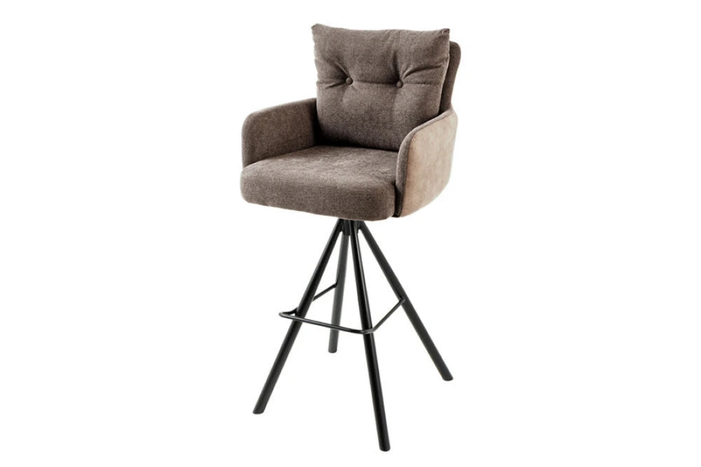 Scaun de bar rotativ din Catifea/Stofa Maro taupe si Metal Negru Hx110Lx54xA54cm Big George
