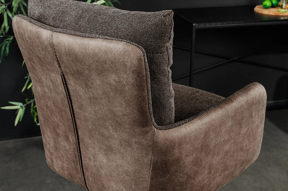 Scaun de bar rotativ din Catifea/Stofa Maro taupe si Metal Negru Hx110Lx54xA54cm Big George