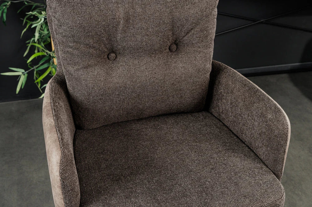 Scaun de bar rotativ din Catifea/Stofa Maro taupe si Metal Negru Hx110Lx54xA54cm Big George