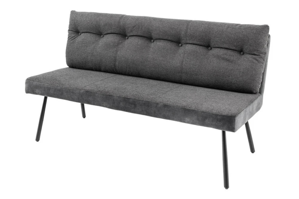 Banca din Catifea/Stofa Gri inchis si Metal Negru Hx90Lx160cm Big George
