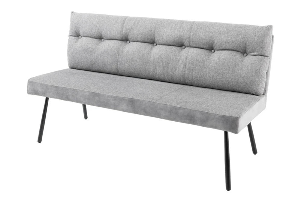 Banca din Catifea/Stofa Gri si Metal Negru Hx90Lx160cm Big George