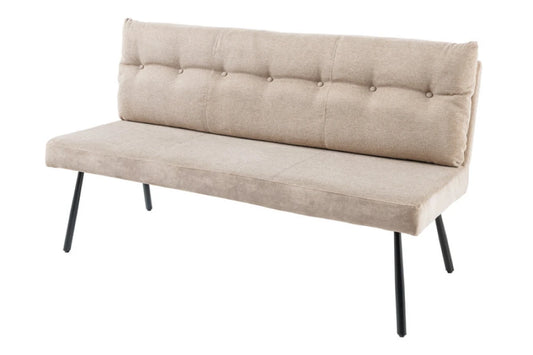 Banca din Catifea/Stofa Bej si Metal Negru Hx90Lx160cm Big George