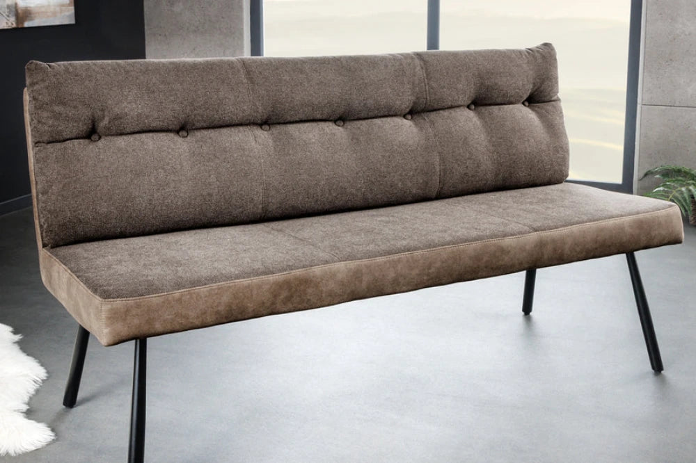Banca din Catifea/Stofa Maro taupe si Metal Negru Hx90Lx160cm Big George
