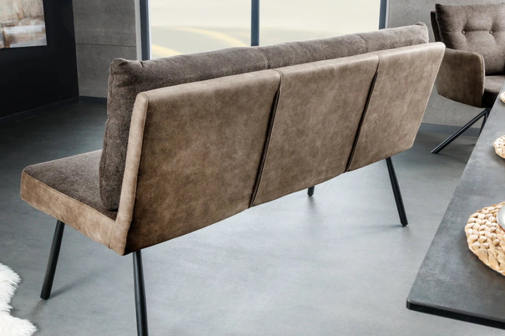 Banca din Catifea/Stofa Maro taupe si Metal Negru Hx90Lx160cm Big George