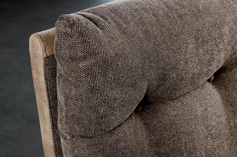 Banca din Catifea/Stofa Maro taupe si Metal Negru Hx90Lx160cm Big George